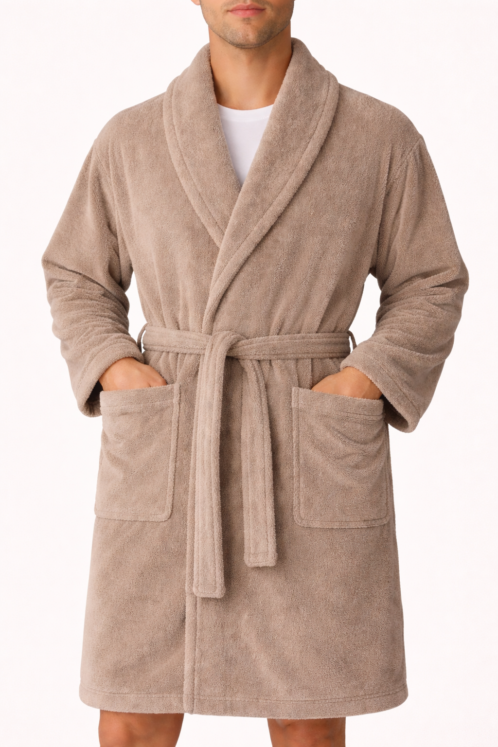 Shawl Collar Bathrobe - Taupe
