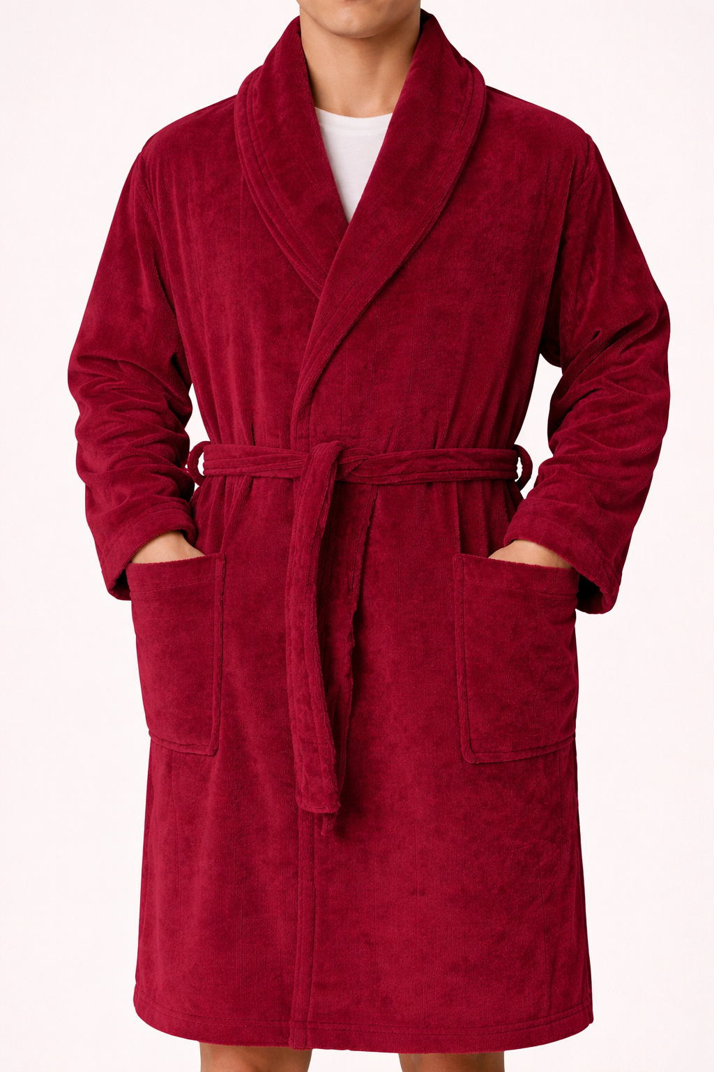 Shawl Collar Bathrobe - Burgundy