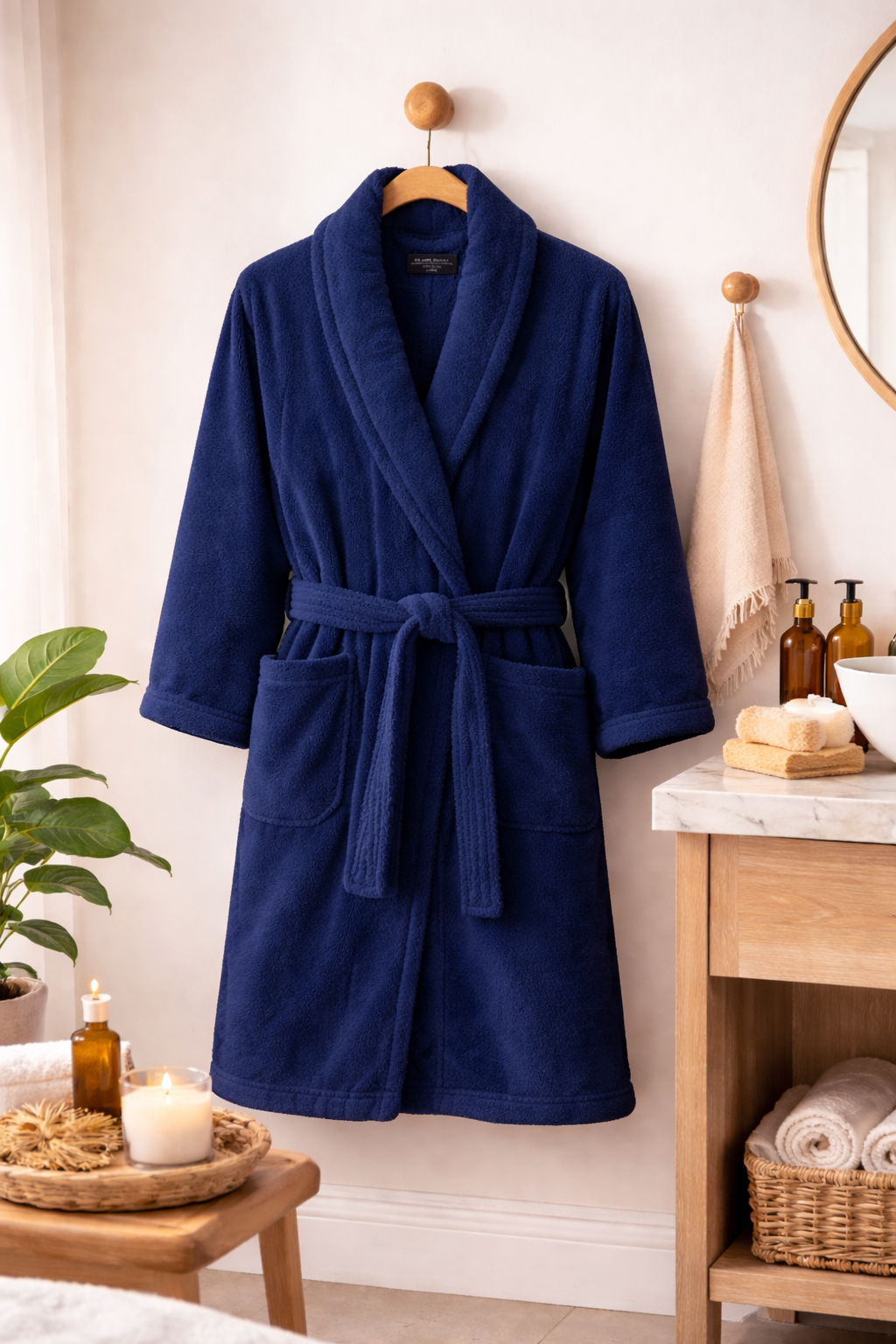 Shawl Collar Bathrobe - Navy