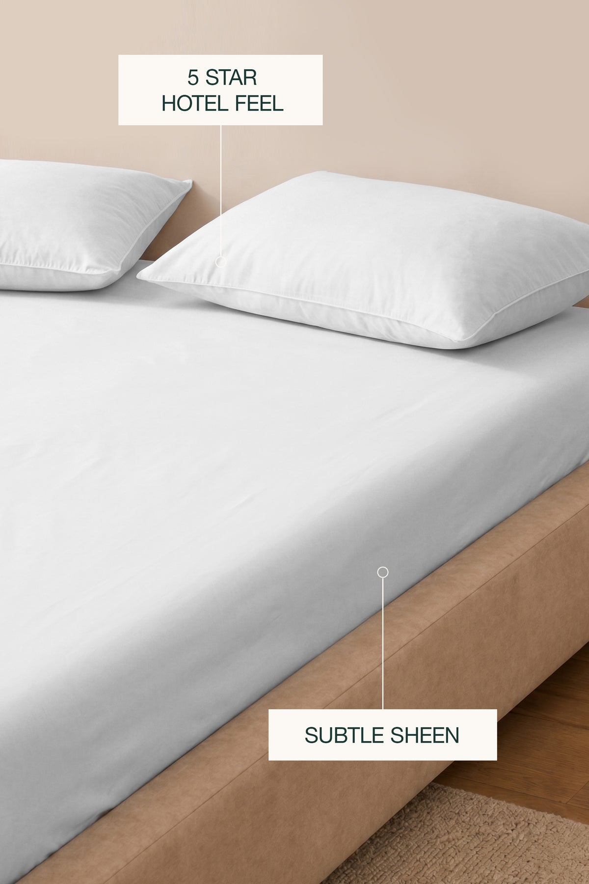 T-300 White Percale Double Line Baretta Fitted Sheet Set