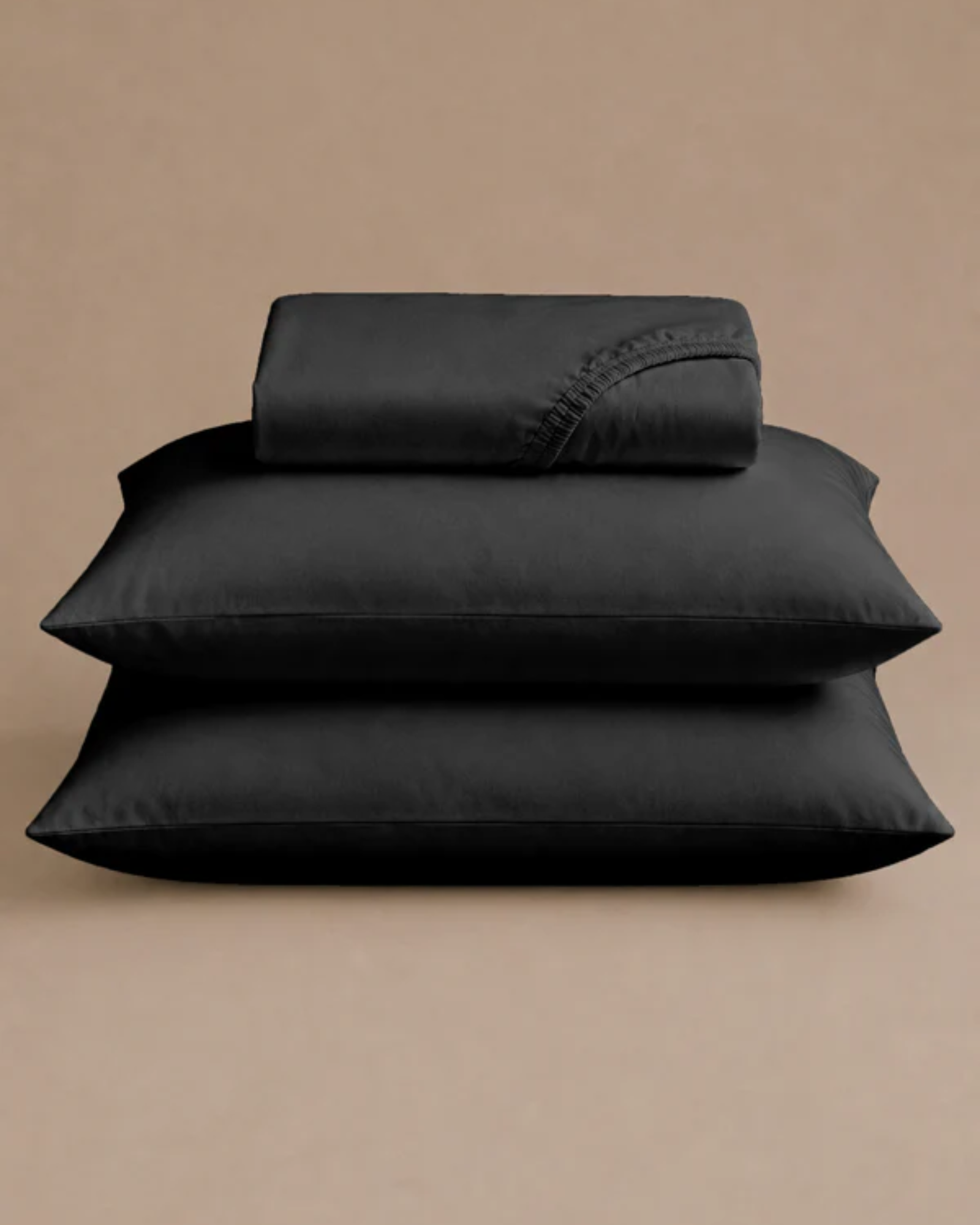 T200 Solid Fitted Sheet Set - Black
