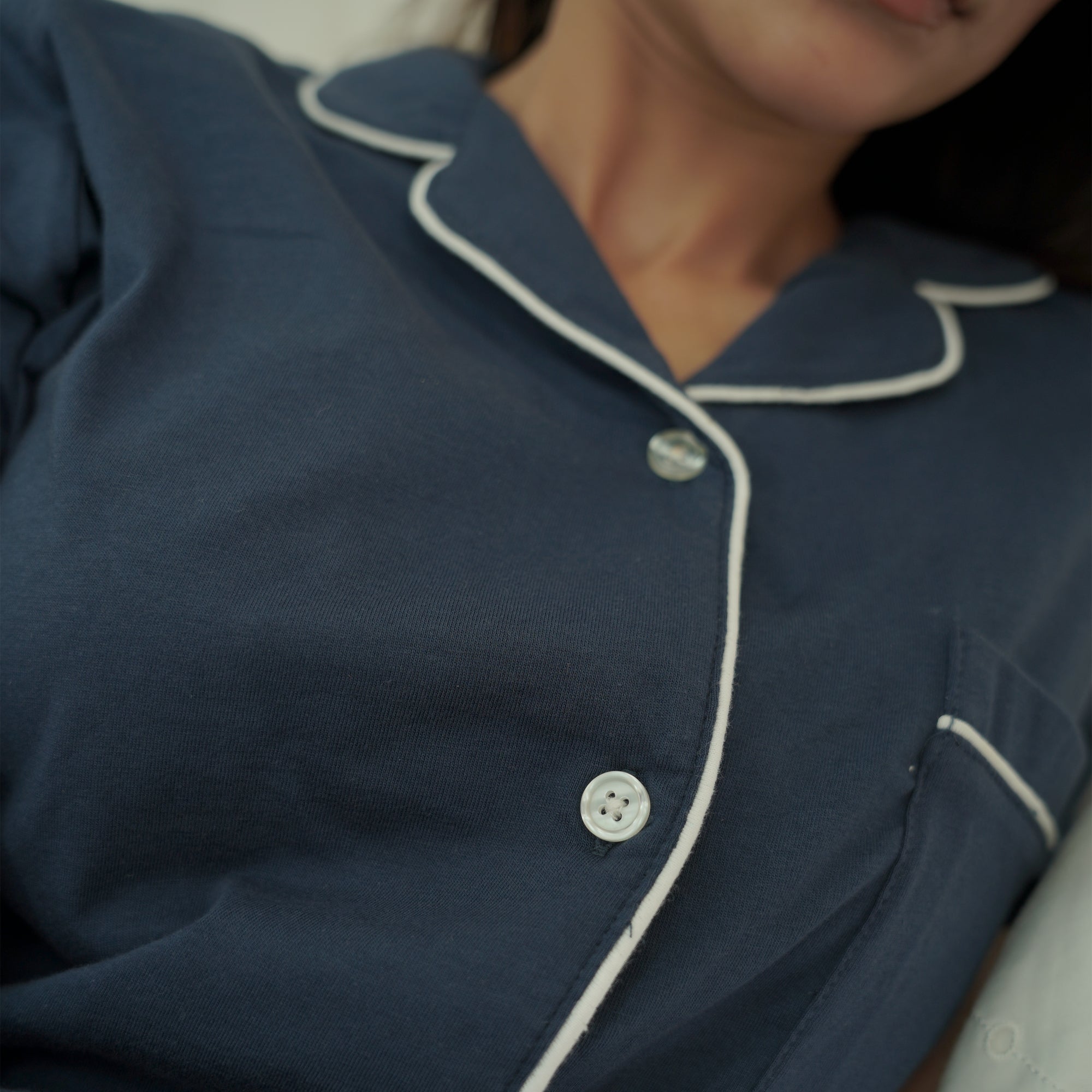 Navy Luxury Cotton Sleepwear