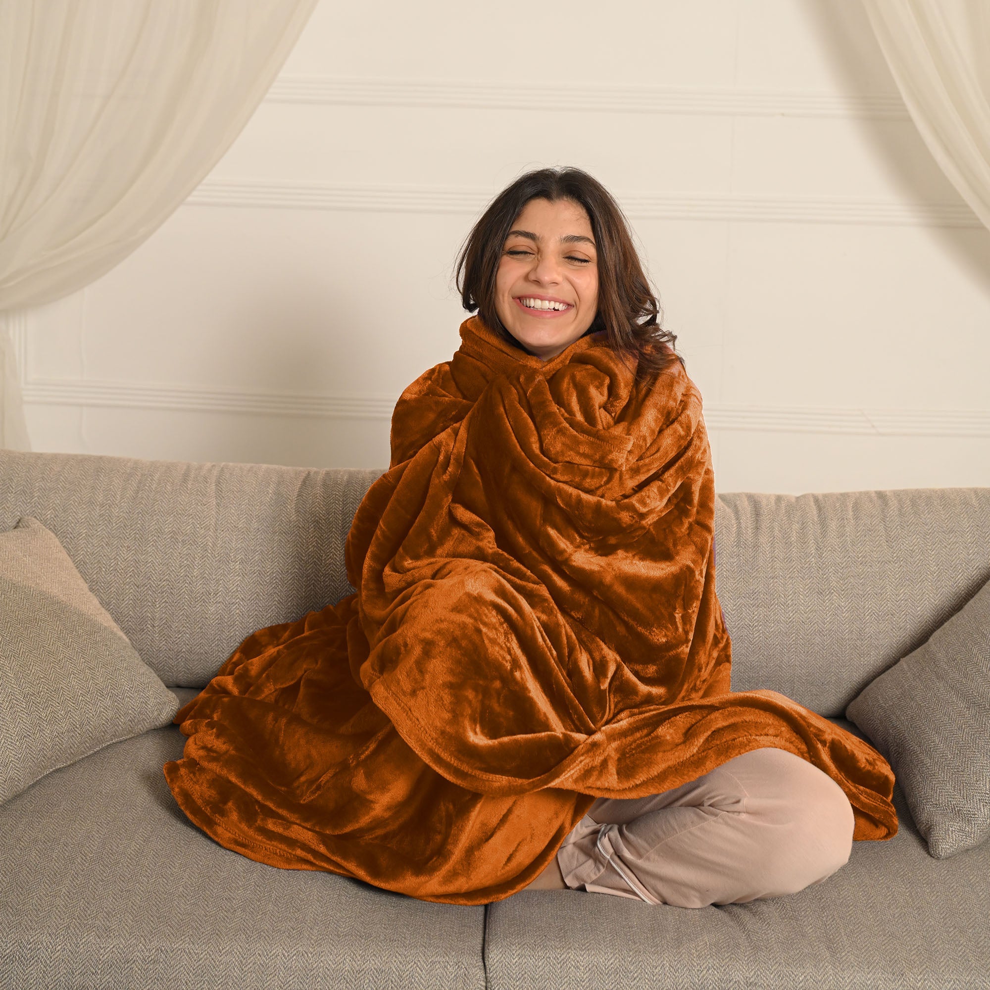 Camel Microfiber Plush Blanket