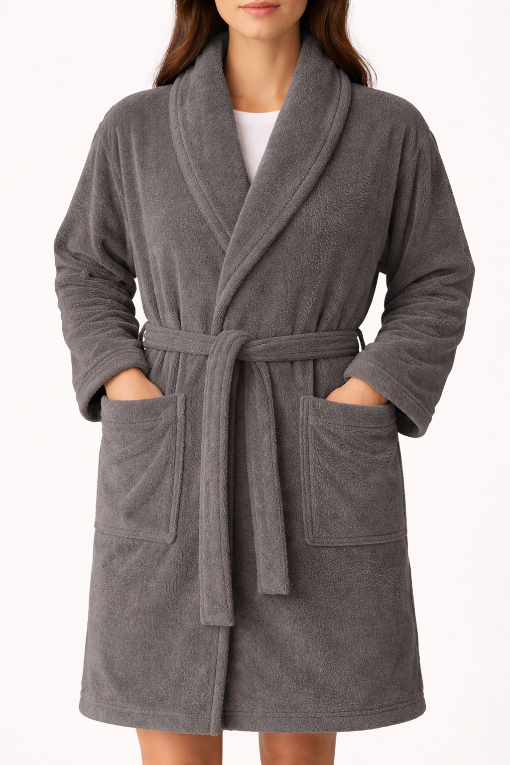 Shawl Collar Bathrobe - Cloud Grey