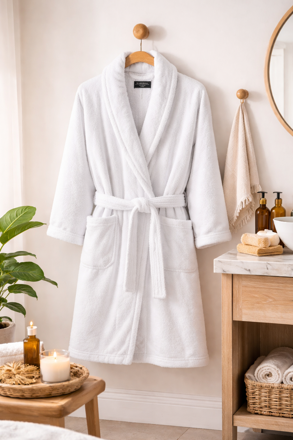 Shawl Collar Bathrobe - White