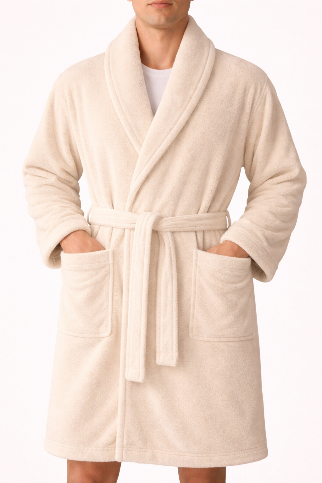 Shawl Collar Bathrobe - Ivory