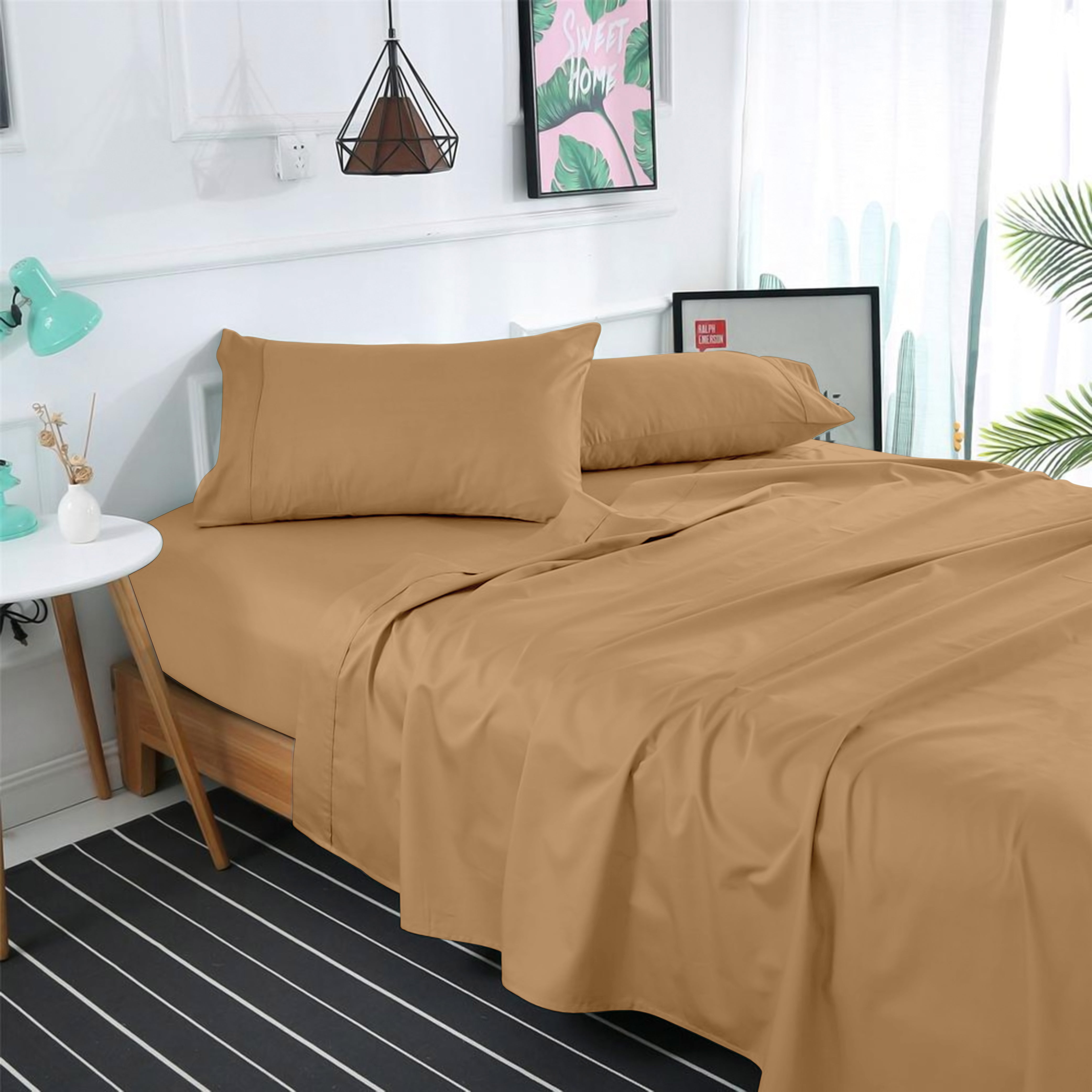 Golden Solid Bed Sheet Set