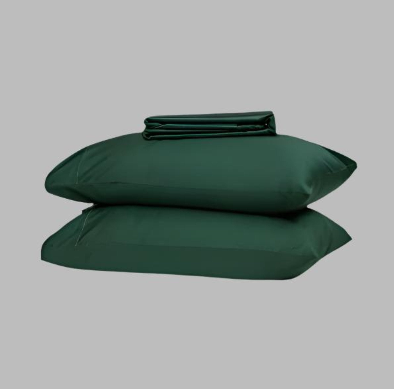 Bottle Green Solid Fitted Sheet Set