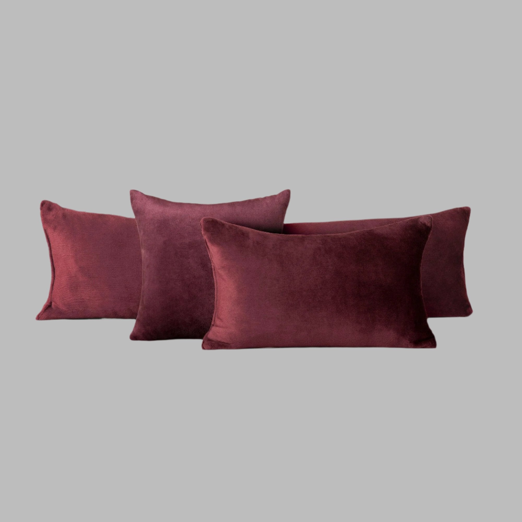 Burgundy Plush Cushion - THE LINEN COMPANY