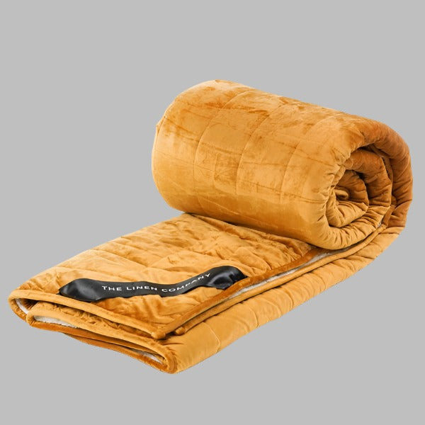 Camel Sherpa Weighted Blanket - THE LINEN COMPANY