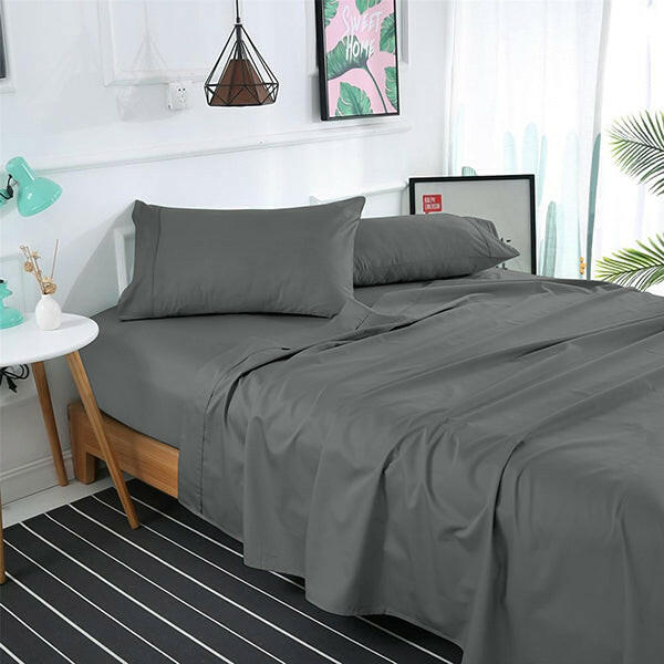 Charcoal Solid Bed Sheet Set - THE LINEN COMPANY