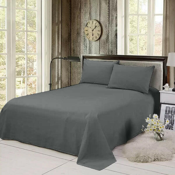 Charcoal Solid Bed Sheet Set - THE LINEN COMPANY