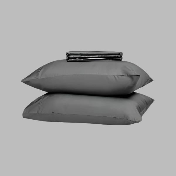 Charcoal Solid Bed Sheet Set - THE LINEN COMPANY