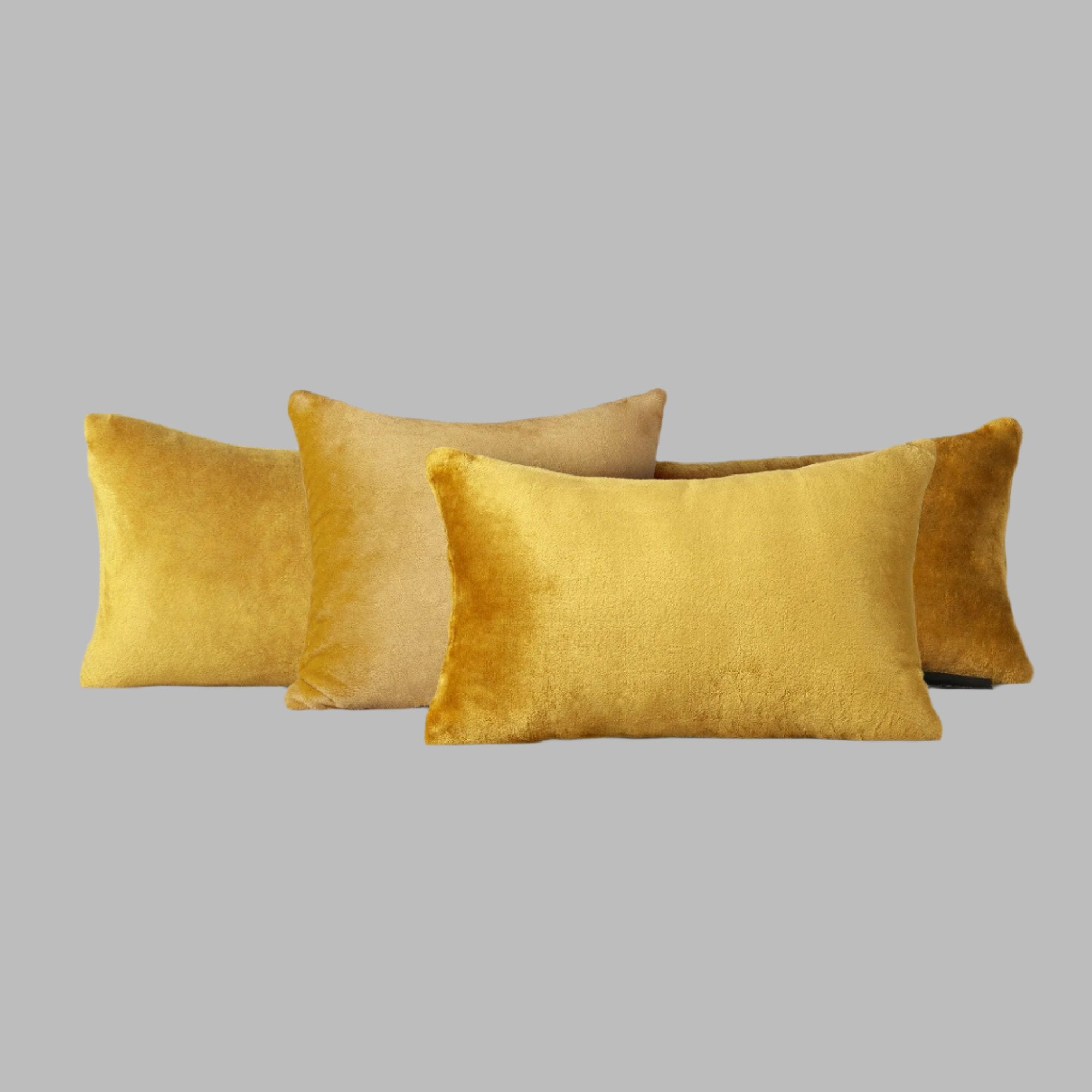 Mustard Plush Cushion - THE LINEN COMPANY