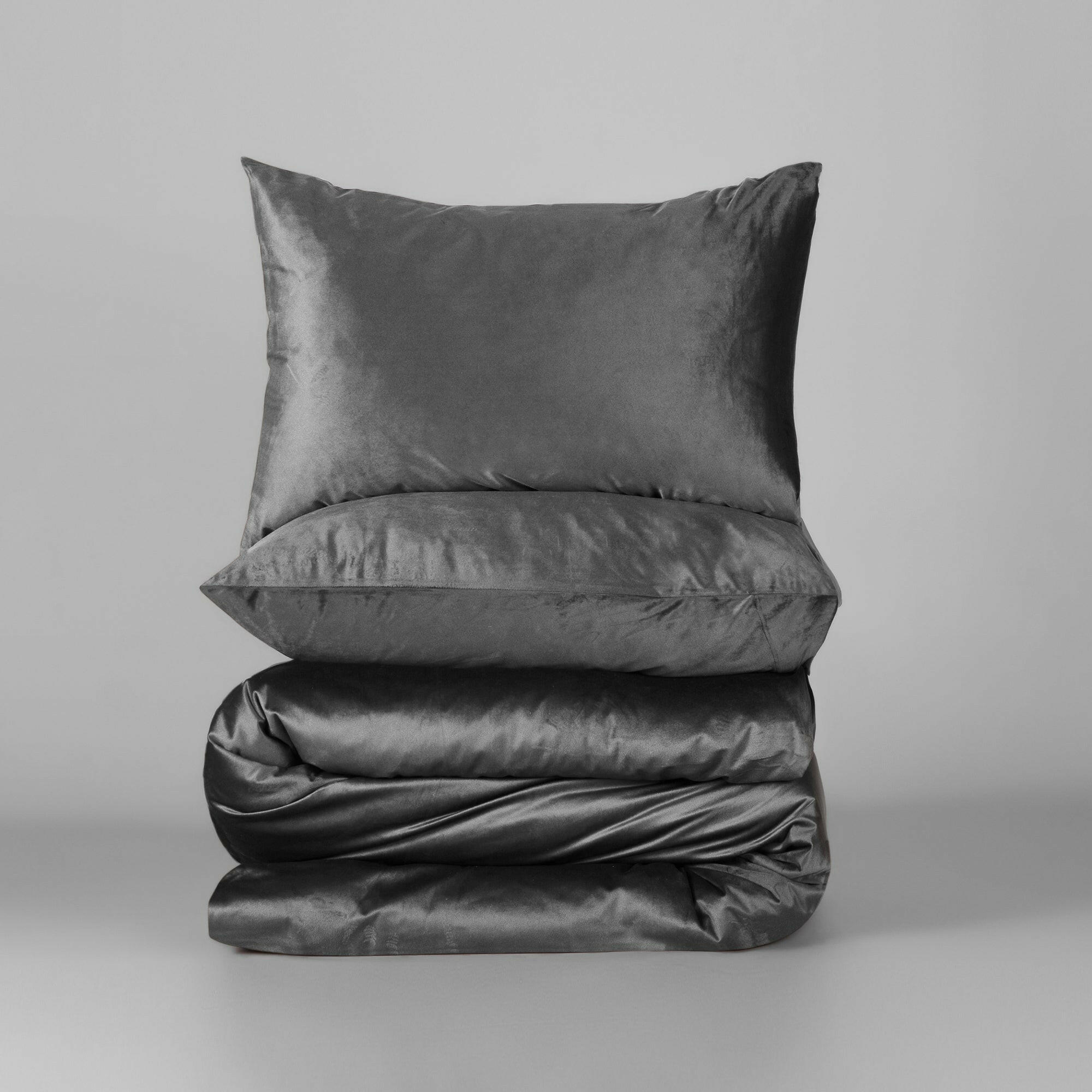 Mystic Grey Velvet Duvet Cover Set - THE LINEN COMPANY