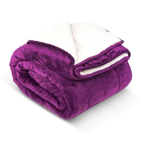 Plum Sherpa Weighted Blanket - THE LINEN COMPANY