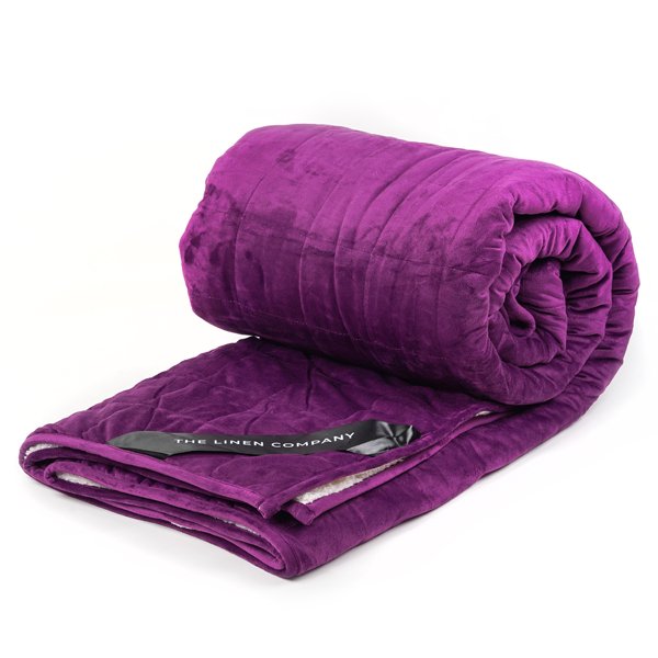 Plum Sherpa Weighted Blanket - THE LINEN COMPANY