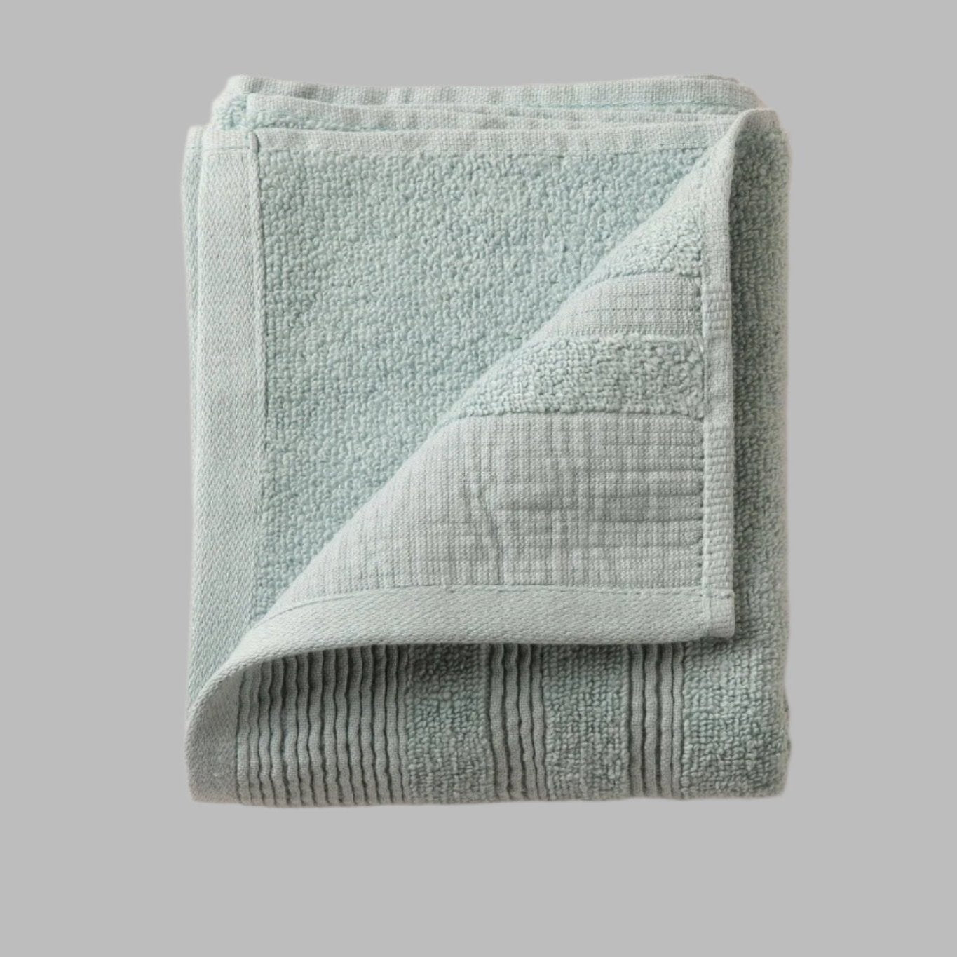 Sage Green Crinkled Border Hand Towel - THE LINEN COMPANY