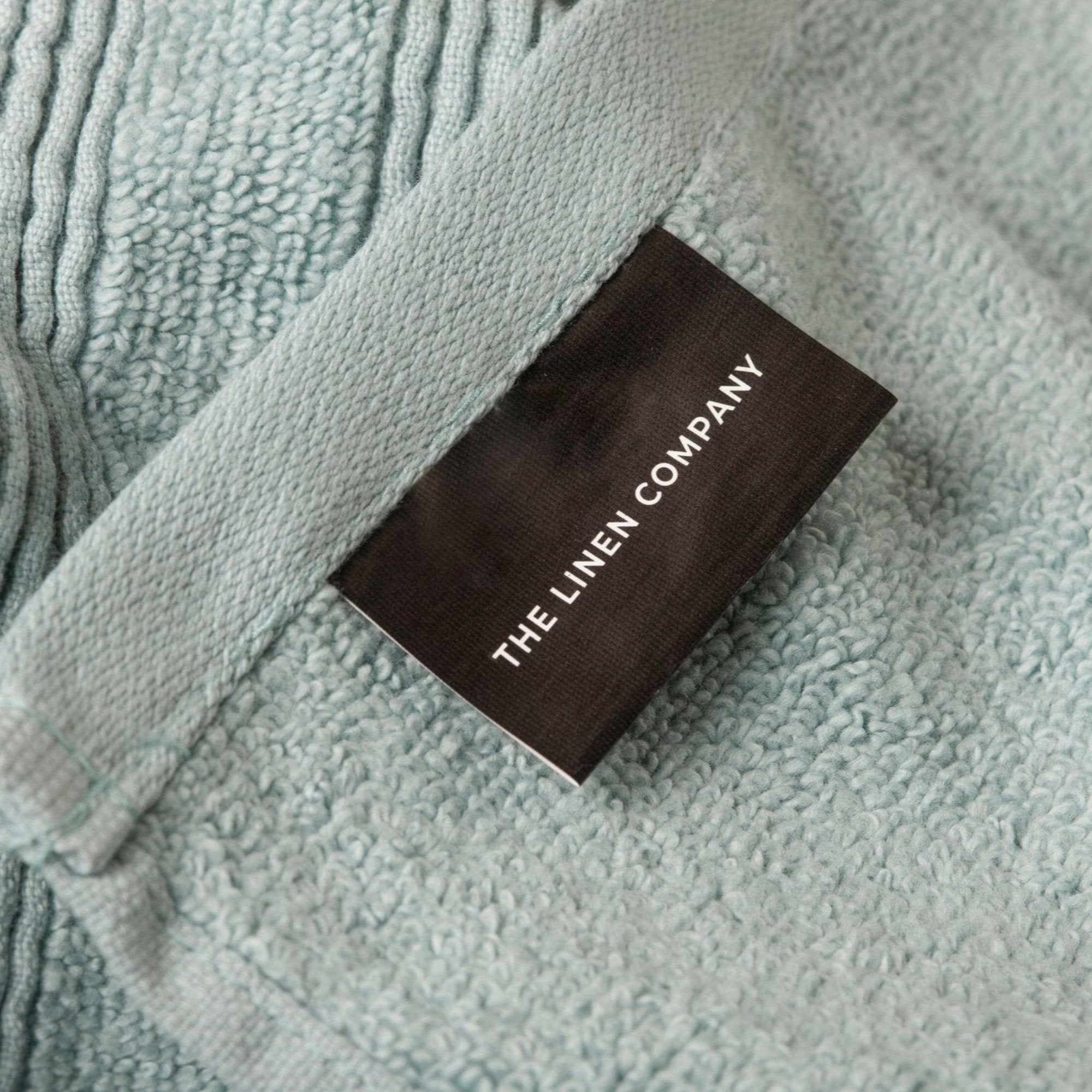 Sage Green Crinkled Border Hand Towel - THE LINEN COMPANY