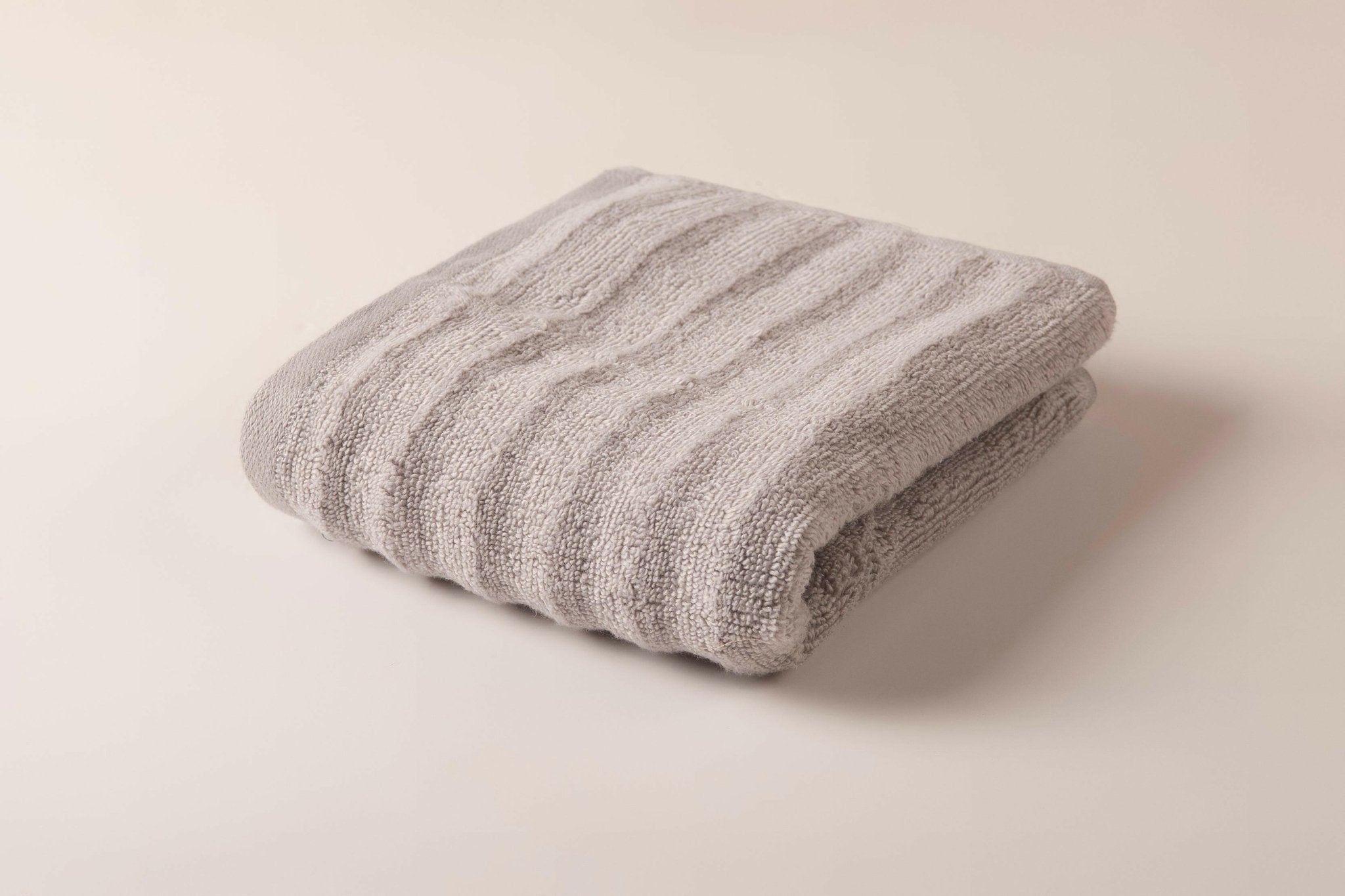 Silver Grey Stripe Embossed Hand Towel - THE LINEN COMPANY