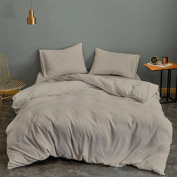 Taupe Solid Duvet Cover Set - THE LINEN COMPANY