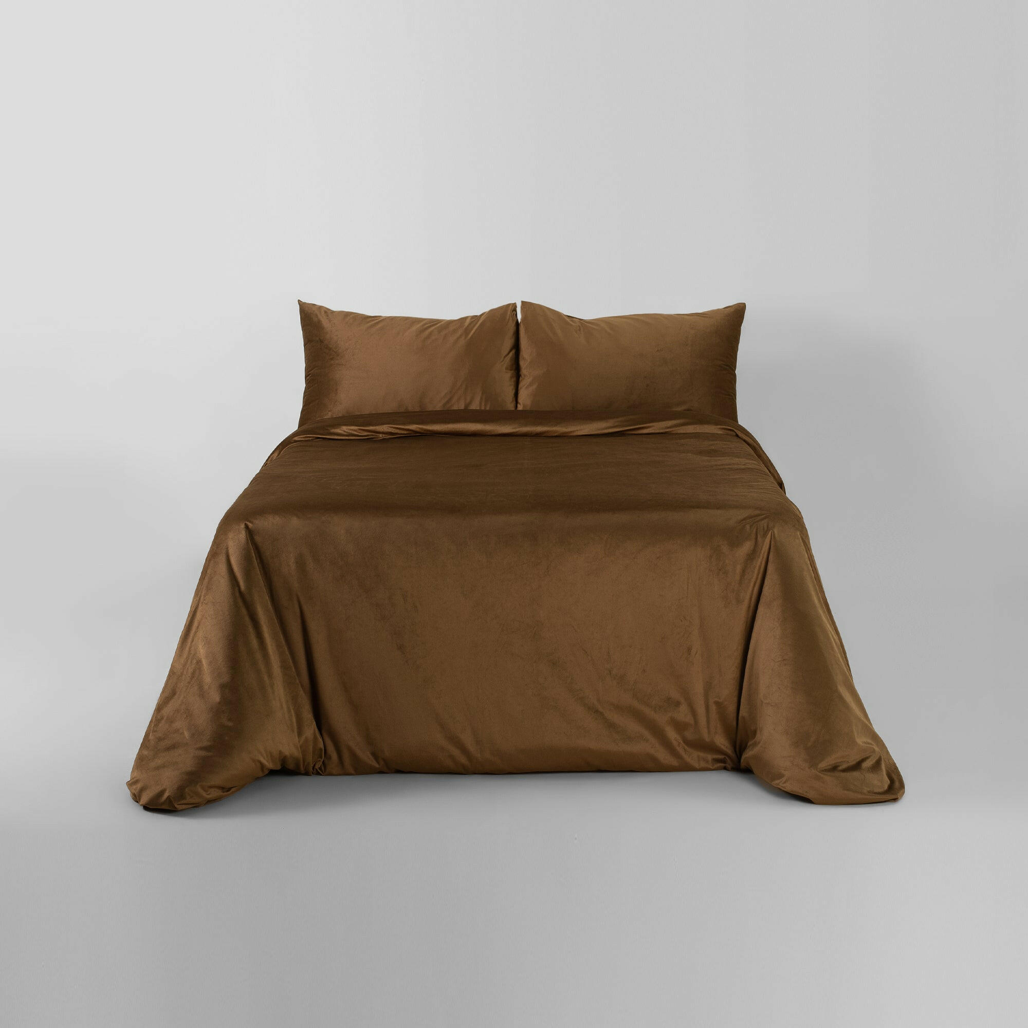 Walnut Brown Velvet Duvet Cover Set - THE LINEN COMPANY