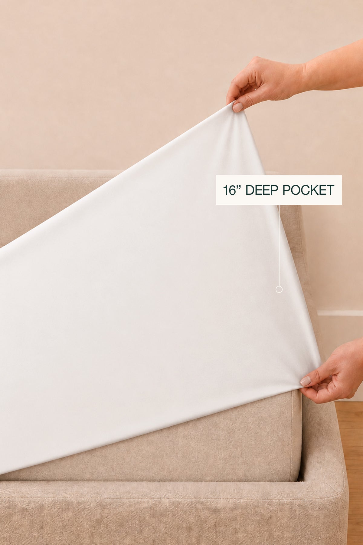 T-300 White Percale Double Line Baretta Fitted Sheet Set